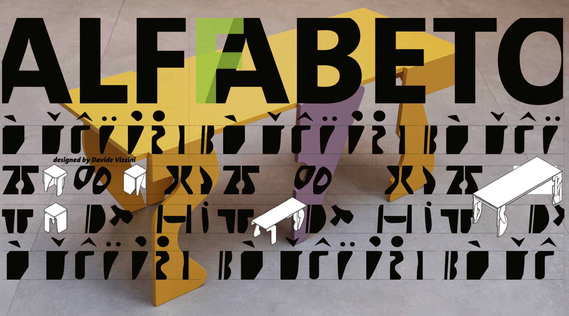 Furniture product design Alfabeto Series by Davide Vizzini